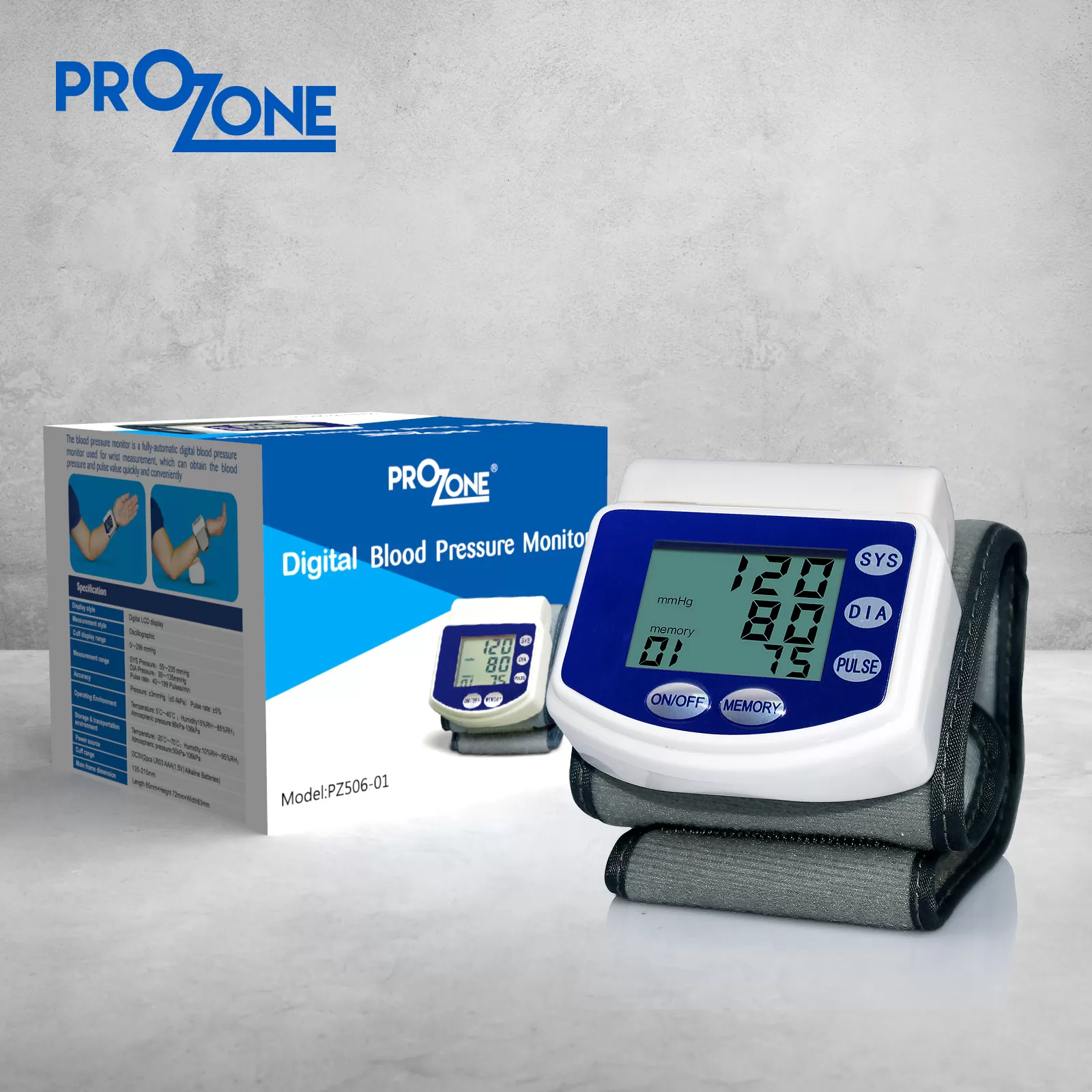 Prozone手腕式血壓計 (型號︰PZ506-01)